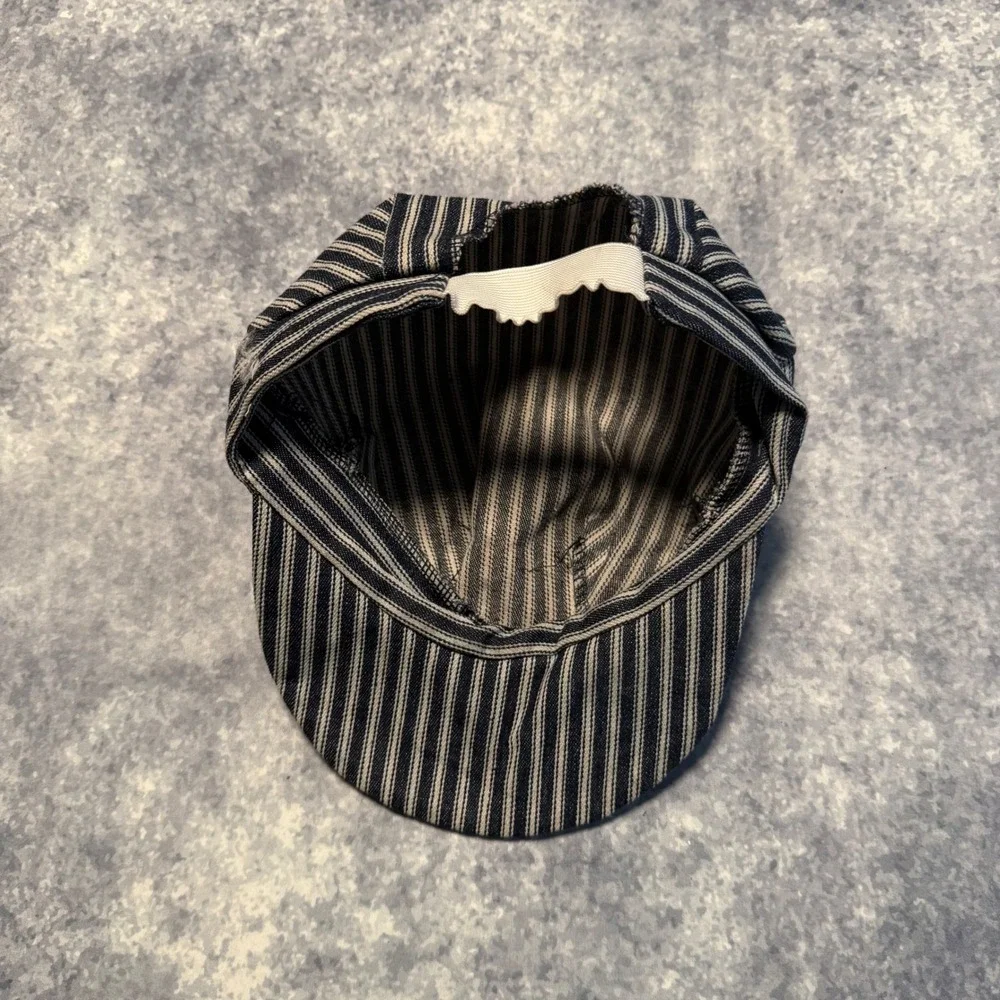 Vtg PEC Railroad Kids Conductor Hat Hickory Stripe Engineer Cap Train